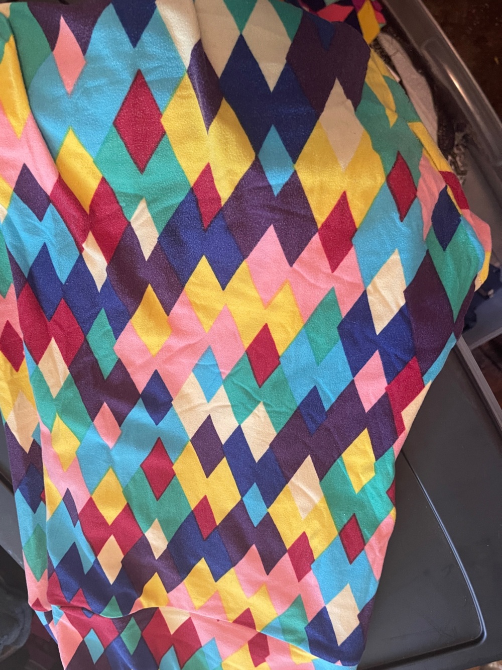 LuLaRoe Leggings TC2  Teal Pink Yellow Navy Multicolor Diamond Print